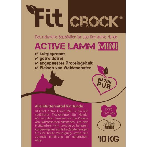 Hundefutter getreidefrei Fit-Crock Active Lamm Mini - cdVet 10 kg