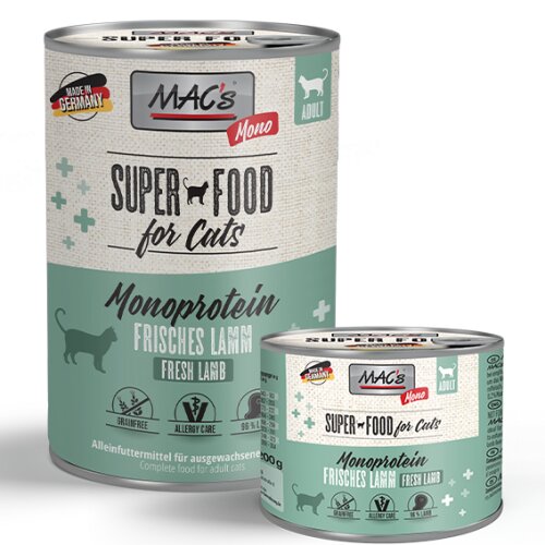 Katzenfutter ohne Getreide Monoprotein Lamm - MAC´s 6 x 400 g